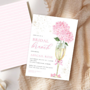 Pink Hydrangea Bridal Brunch Gold Champagne Inbjudningar
