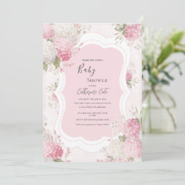 Pink Hydrangea Floral Elegant Baby Shower Inbjudningar
