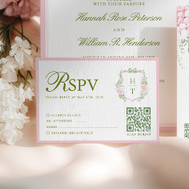 Pink Hydrangea Wedding RSVP Card OSA Kort