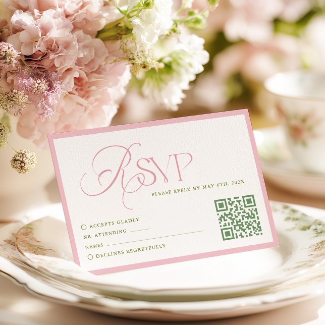 Pink Hydrangea Wedding RSVP Card OSA Kort (Skapare uppladdad)