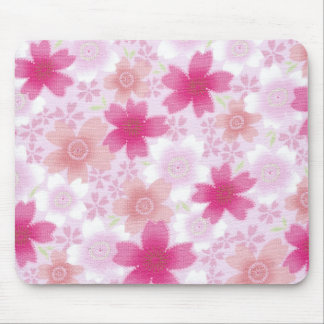 Pink Japanese Floral Print Mousepad Musmatta