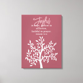 Pink Joyful Bible Verse Tree Religious Canvastryck