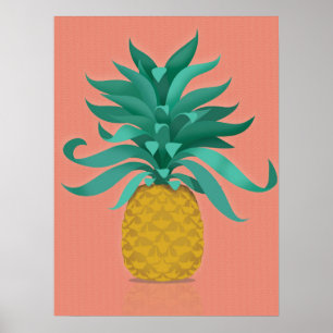 pink Juicy pineapple wall art print Poster
