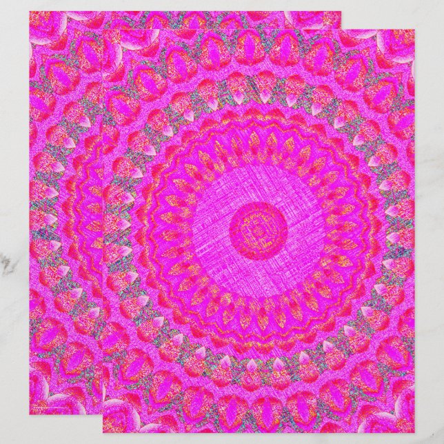 Pink Kaleidoscope Scrapbook Paper 2-Sided Page (Fram/baksida)