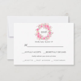 Pink kärlek | Rosor Bröllop RSVP måltidsval OSA Kort