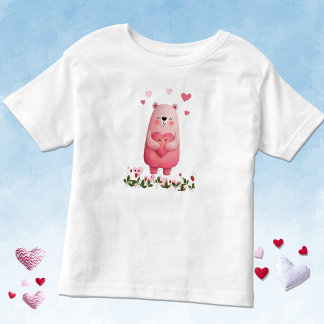 Pink Kawaii Bear with Hearts T Shirt