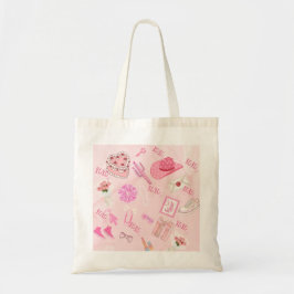 Pink Kawaii girly Tote Bag. Tygkasse