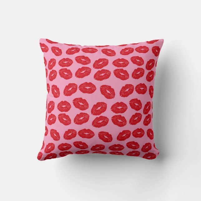 Pink Kisses Love Printed Decorative Throw Pillow Kudde (Baksida)