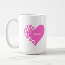 Pink Kitty paws heart mug for cat lover women Kaffemugg