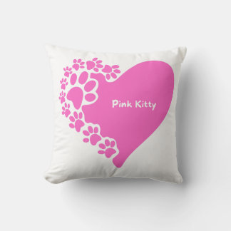 Pink Kitty paws heart pillow for cat lover women Kudde