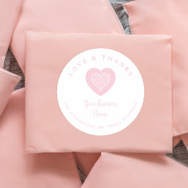 Pink Lace Heart Love & Thanks Supporting Business Runt Klistermärke
