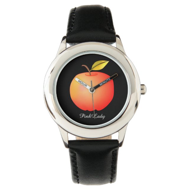 Pink Lady Äpple Frukt Romantisk Flickaktig Enkel C Armbandsur (Framsida)