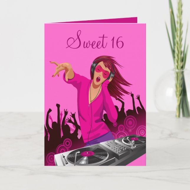 Pink Lady DJ Sweet 16 Kort (Framsida)