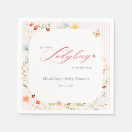 Pink Ladybug Garden Floral Baby Shower Pappersservett
