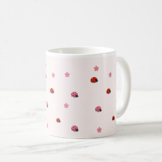 Pink Ladybug Garden Pattern Mug Kaffemugg