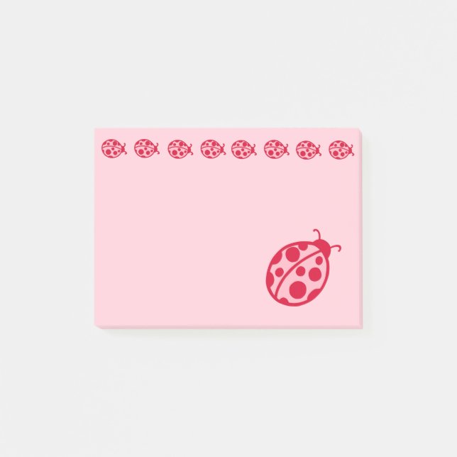 Pink Ladybugs Post It Notes Post-it Block (Framsida)