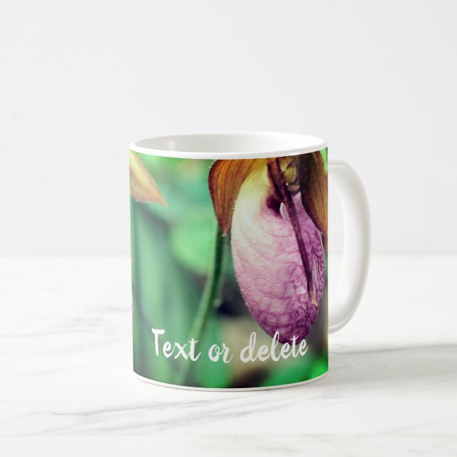 Pink Ladyslipper Flowers Personalized Kaffemugg (Framsida höger)