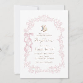 Pink Lamb Elegant Christian Girl Baptism Inbjudningar