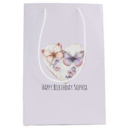 Pink Lavender Floral Heart Butterflies Birthday