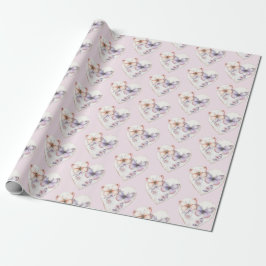 Pink Lavender Floral Heart Butterflies Birthday Presentpapper