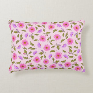 Pink Lavender Floral Lacy Daisy Accent Pillow Prydnadskudde