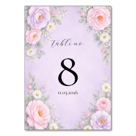 Pink Lavender Floral Table Number Cards  Bordsnummer
