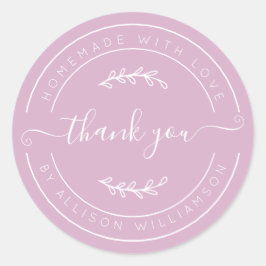 Pink Lavender Homemade Thank You Label Runt Klistermärke