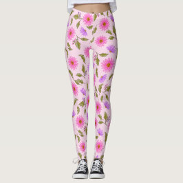 Pink Lavender Lacy Daisy Leggings