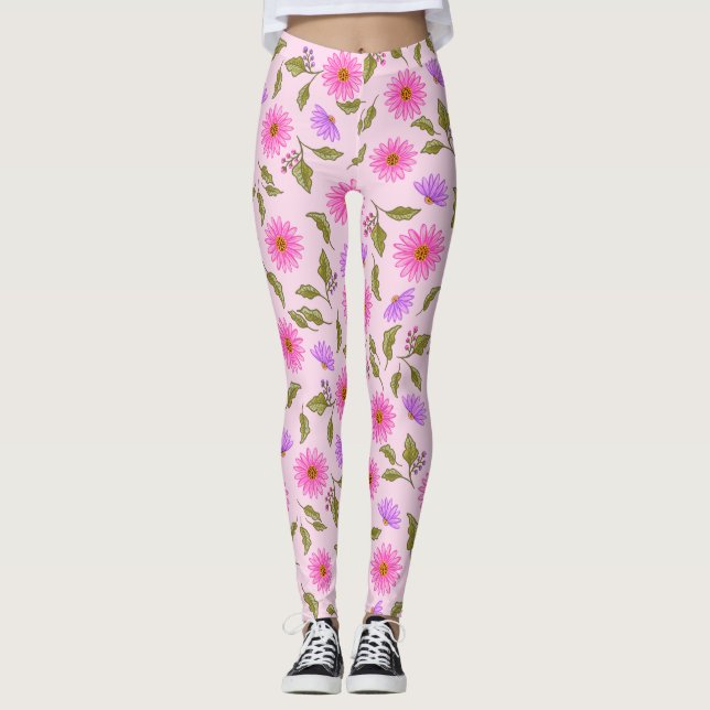Pink Lavender Lacy Daisy Leggings (Framsida)