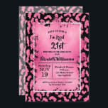 Pink Leopard 21st Birthday Party Inbjudningar<br><div class="desc">Elegant hot pink and black leopard print is overlaid with hot pink faux foil and your 21st birthday party details in chic lettering,  great for ANY AGE birthday. COORDINATING items available in our collection.</div>