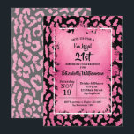 Pink Leopard 21st Birthday Party Inbjudningar<br><div class="desc">Elegant hot pink and black leopard print is overlaid with hot pink faux foil and your 21st birthday party details in chic lettering,  great for ANY AGE birthday. COORDINATING items available in our collection.</div>
