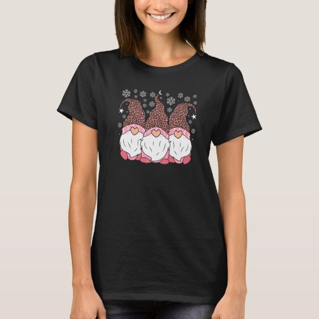Pink Leopard Hat Gnomes Christmas Day Women's Appa T Shirt (Framsida)