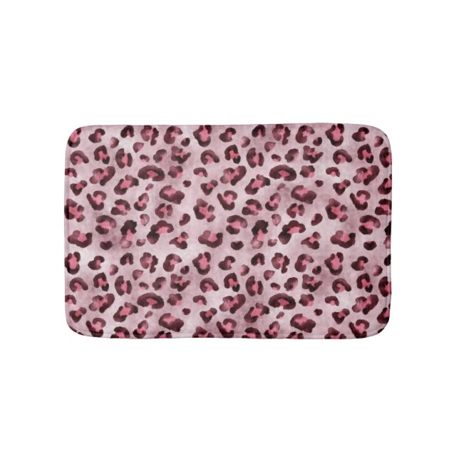 Pink Leopard Print Artistic Wild Cat Fur Texture Badrumsmatta (Framsidan)