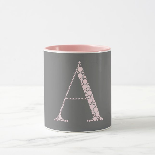 Pink Letter A Mug – Light Pink Minimal Monogram  Mugg (Center)