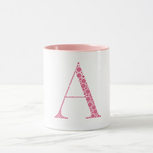 Pink Letter A Mug – Minimal Circle Monogram Design Mugg (Center)