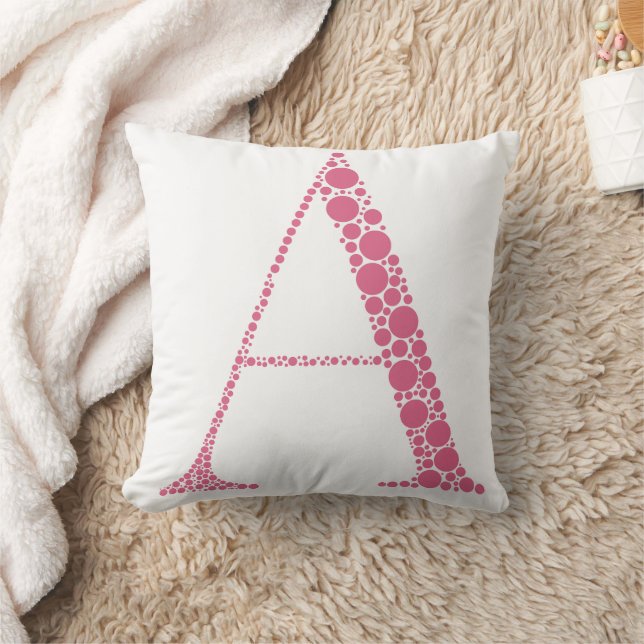 Pink Letter A Pillow – Minimal Monogram Home  Kudde (Filt)