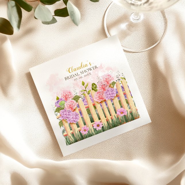 Pink Lilac Hydrangea Fresh Market Bridal Shower  Pappersservett (Skapare uppladdad)