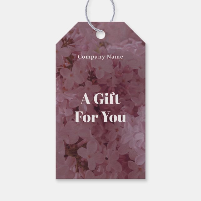 Pink lilac themed presentetikett (Framsidan)