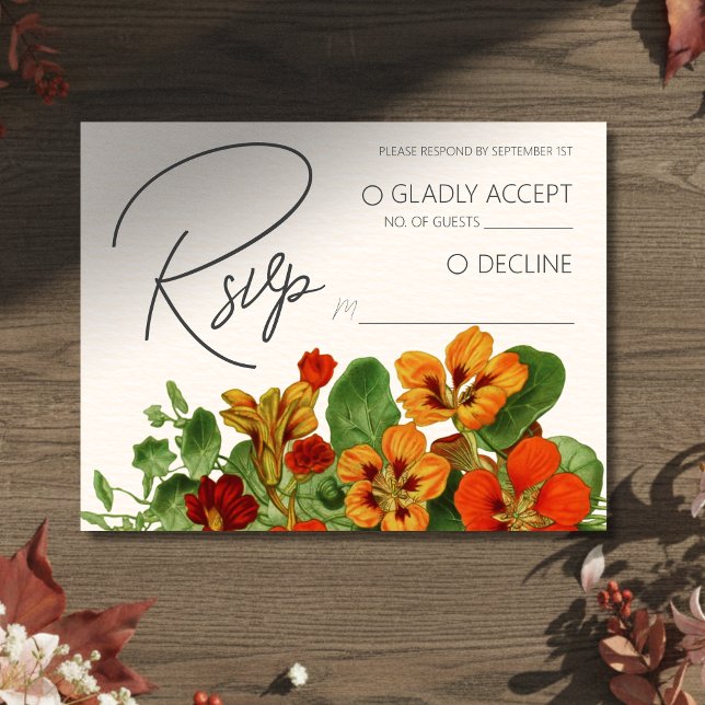 Pink Lily Floral Modern Wedding RSVP QR Code Tilläggskort (Invite guests to your big day with this Rustic Fall Floral Modern Wedding RSVP Card!)
