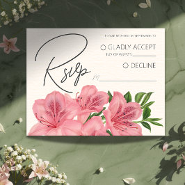 Pink Lily Floral Modern Wedding RSVP QR Code Tilläggskort