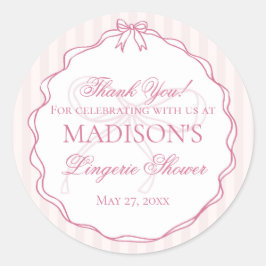 Pink Lingerie Shower Bachelorette Party Favor Runt Klistermärke