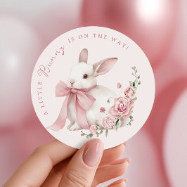 Pink Little Bunny Baby Shower Stickers Runt Klistermärke