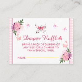 Pink Little Butterfly Baby Shower Diaper Raffle  Tilläggskort