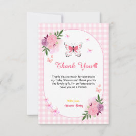 Pink Little Butterfly Baby Shower Thank You Cards  Tack Kort