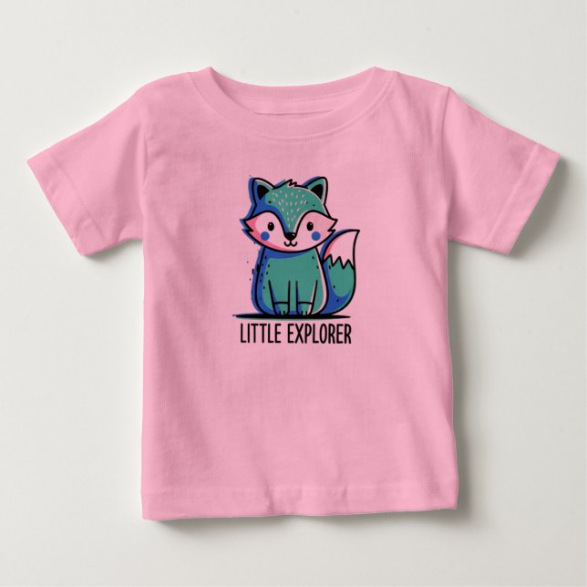 Pink Little Explorer Baby T-Shirt - Cute  (Framsida)