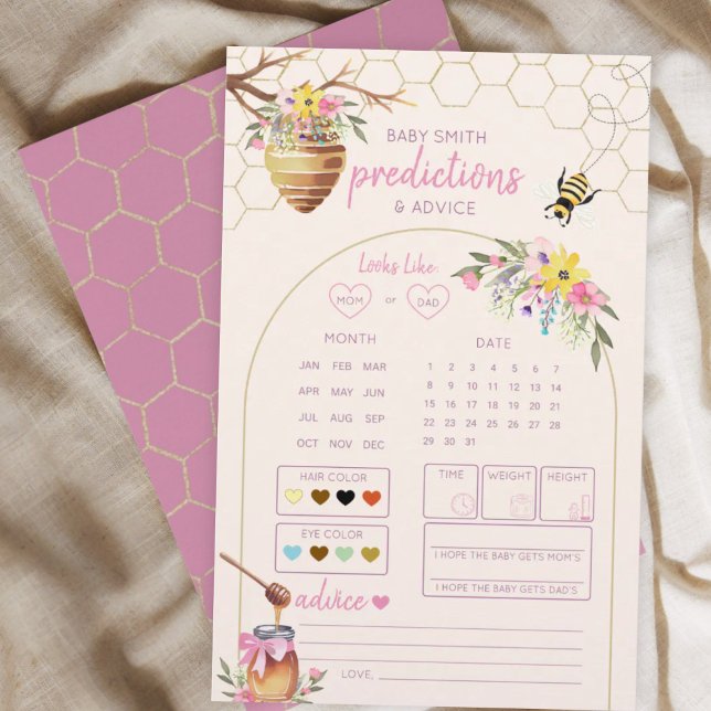 Pink Little Honey Bee Baby Shower Predictions Game (Skapare uppladdad)