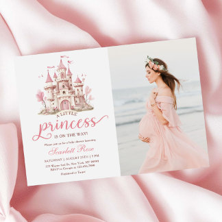 Pink Little Princess Castle Girl Baby Shower Photo Inbjudningar