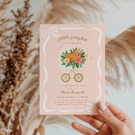 Pink Little Pumpkin Stroller Girl Baby Shower Inbjudningar