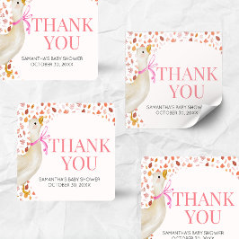 Pink Little Silly Goose Baby Shower Fyrkantigt Klistermärke