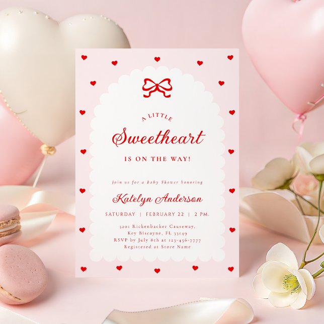 Pink Little Sweetheart Bow Baby Shower Invitation Inbjudningar (Skapare uppladdad)